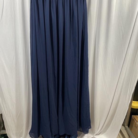 NWT $338 leena for Mac‎ Duggal [ 8 ] Embellished High Neck Pleated Gown Blue - Picture 12 of 15